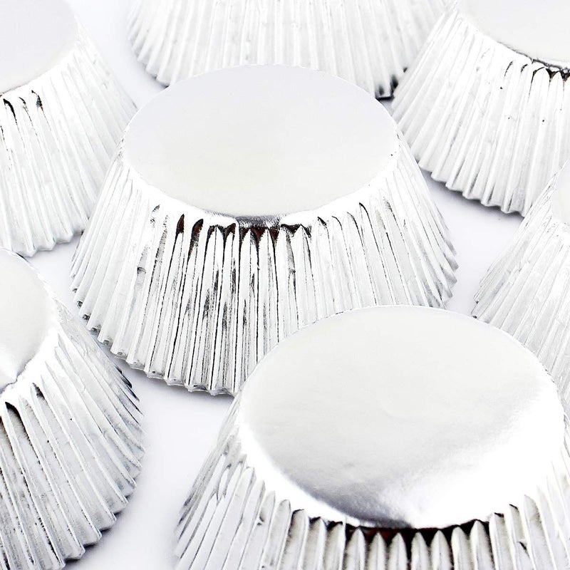 Eoonfirst Silver Foil Cupcake Case Liners Baking Muffin Paper Cups 200 Pcs - Image 2